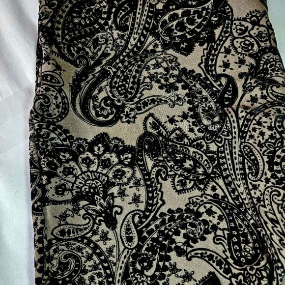 Signature Studio Taupe Black Flocked Velvet Elastic Waist Stretch Leggings Pants - Picture 5 of 12